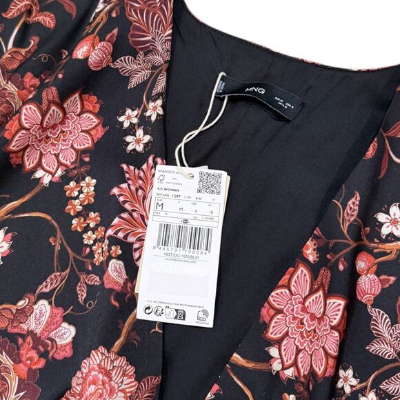 NWT Mango Paisley Print Fringed Hem Wrap Dress - Picture 7 of 9